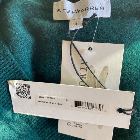 NWT White + Warren Cashmere Core V Neck Pullover Sweater - S - Picture 4 of 7